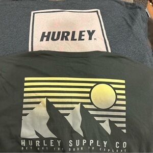 2 like new Hurley Dark Gray and Green Graphic Tees